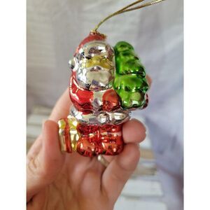 Metallic Santa tree ornament Xmas holiday tree